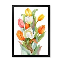 DesignArt 'Цветање на портокалови и бели лалиња цвет' Традиционално врамен уметнички принт