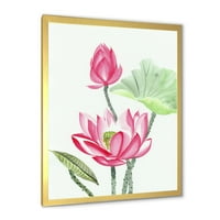 Дизајн на „Антички розов лотос цвет“ Традиционално врамено уметничко печатење