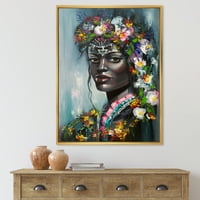 Дизајн на „Портрет на традиционална жена од афроамериканка“ модерна врамена платна wallидна уметност печатење