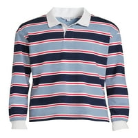 Grayson Social Mean & Big Mans Stripe Stripe долга ракав Поло кошула, големини S-3XL