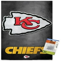 Канзас Сити Шефови-Логото Ѕид Постер Со Притисни Иглички, 14.725 22.375