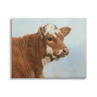 СТУПЕЛ ИНДУСТРИИ Браун млечни крави детална фарма за сликање на животни со животни, завиткано платно, печатена wallидна уметност,