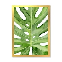 DesignArt „Затвори зелена зелена тропска палма лисја“ Тропски врамен уметнички принт