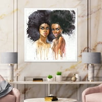 DesignArt 'Портрет на модерни уметнички печати на две жени од Афроамериканка