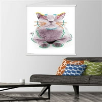 Мачка-Смешни Лице Ѕид Постер Со Дрвена Магнетна Рамка, 22.375 34