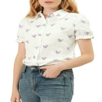 Единствени поволни цени за женски цветни врвни питерски памучни кошула со кратки ракави од памук