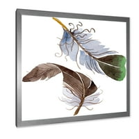 DesignArt 'Апстрактна зелена птица пердув од крило' Боемјан и еклектичен врамен уметнички принт