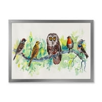 Дизајн на „Пријатели на птици со був на гранка“ Традиционално врамен уметнички принт