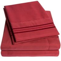Слатка домашна колекција серија за кревети - Дополнителен мек микрофибер длабок џеб сет - Бургундија, крал