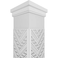 Ekena Millwork 12 W 10'H Craftsman Classic Square Non-Tapered Gilcrest Fretwork Column W Prairie Capital & Prairie Base