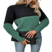 Обични Пуловери Со Јака За Стоење Во Боја Со Долги Ракави Разнобојни Женски Џемпери