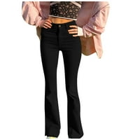 Жените Одблесокот Панталони Гроздобер Улична Облека Средината На Половината Тексас Симпатична Жан Панталони Sweatpan