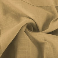 Копче за памучни постелнини за последно време на жените надолу со кошули Обичен краток ракав лабав вклопена лента за шифрирање на блузи врвови со џеб