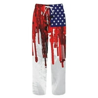 семимај мажи американско знаме патриотски панталони за мажи 4 јули хипи харем панталони широки бохо јога обична капка меѓуножје