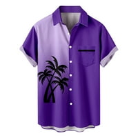 Куф Хавајска облека за одмор Менс моден етнички кратки ракави, обичен печатење на хавајски кошула маица маица