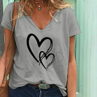 Јувул Дами Летни Блузи И Блузи Модни Жени Денот На Вљубените Печати Краток Ракав Маица Новина Графички Блузи