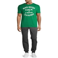 Денот на Свети Патрик Среќен Шарм и Ирска Машка и голема машка графичка маица, 2-пакет