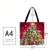 Мојојс Божиќен Декор Божиќна Мечка Печатена Торба За Пазарење Со Рамо Секојдневна Голема Торбичка