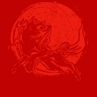 Црвено Сонце Волк Момчиња Црвена Графичка Маичка-Дизајн Од Луѓе Л