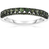 Карат Т.В. Зелен дијамантски сребрен моден прстен