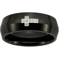 Не'рѓосувачки челик црна IP-позлатена W дијамантски крст прстен