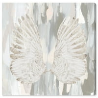 Wynwood Studio Fashion and Glam Canvas Art Print 'My Amethyst Angel Wings Cream' - Бело, сиво
