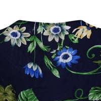 Флолео женски долги ракави Фустана за фустан Летно цветно печатено копче на половина ракав Сплит проточен партиски договори