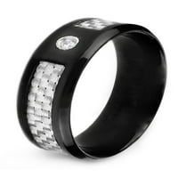 Крајбрежен накит со црно позлатен прстен од не'рѓосувачки челик јаглеродни влакна