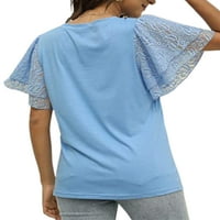 Glonme дами со двојни ракави на ракави лабави летни врвови боемски работен маица со кратки ракави за ланги, маица за блуза за туника