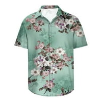 Simplmasygeni lessions врвови мажи кошули летни мажи модни обични копчиња Хаваи печатење на блуза со кратки ракави за кратки