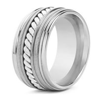Крајбрежен накит титаниум полиран стерлинг сребро јаже вметнат прстен