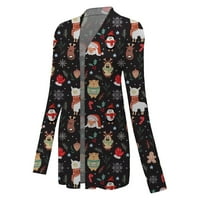 Божиќно палто Baycosin Women'sенски палто со долг ракав, кардиганска јакна, лабава обична црна, црвена, зелена боја