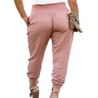 Wrcnote жени еластична половината со високи половини за дневна облека Boho Дневно носење со панталони со џебови