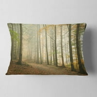 Патека за дизајн во маглината есенска шума - Фотографија на пејзаж Фрли перница - 12x20