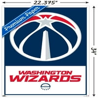 Вашингтон Визардс - Лого Ѕид Постер со Pushpins, 22.375 34