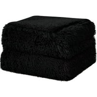 Мека шерпа фрли ќебе луксузно бушаво крзно ќебе со црно близнак