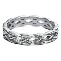 Стерлинг сребрена обична келтска бесконечност плетенка машка прстен