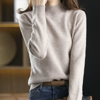 WoTryit halенски полу -женски плетен џемпер пулвер со долга ракав цврста боја лабава џемпер женски џемпери