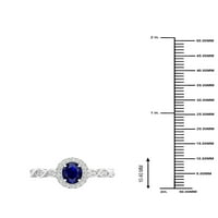 Империјален скапоцен камен 10К бело злато сино сафир КТ ТВ ДВЕД ДИМАНД MODEенски моден прстен