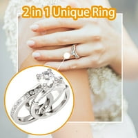 Феледорашија прстени за жени подароци за Денот на вineубените во креативен комбиниран прстен поставен со циркон и разноврсен клиренс на моден прстен