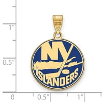 Стерлинг сребро злато позлатено NHL Logoart New York Islanders Enamel Pendant