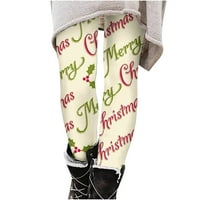 Хеланки со висок Струк За Жени-Божиќна Путер Мека Контрола На Стомакот Печатени Панталони За Вежбање Јога