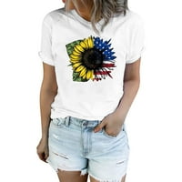 твифер летни врвови за жени сончогледови кошули за жени симпатична графика од глуварче маица летни женски маици со кратки ракави